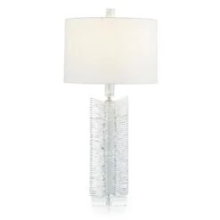 Crystal Glass Column Table Lamp - White