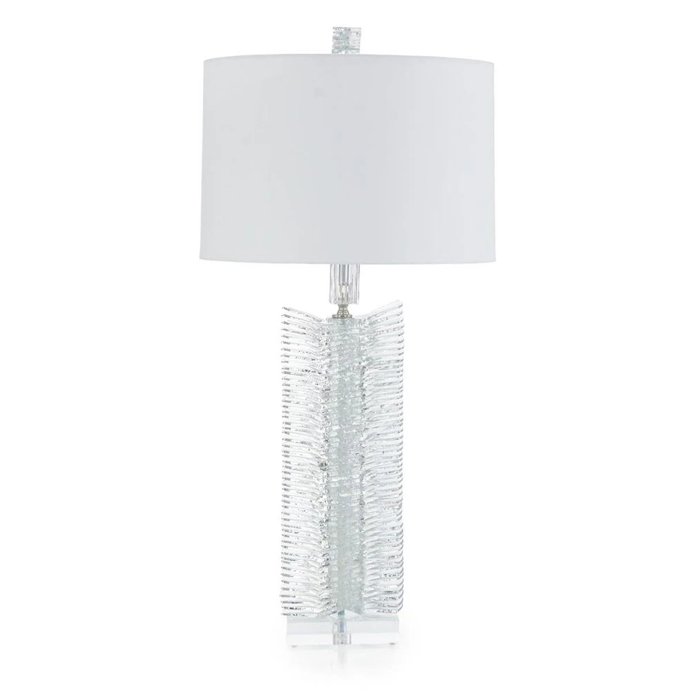 Clear-Cut Glass Column Table Lamp - White 3 Clear-Cut Glass Column Table Lamp - White