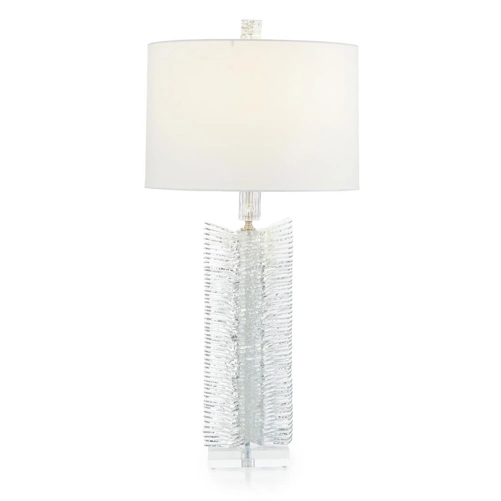 Clear-Cut Glass Column Table Lamp - White 4 Clear-Cut Glass Column Table Lamp - White - Image 2