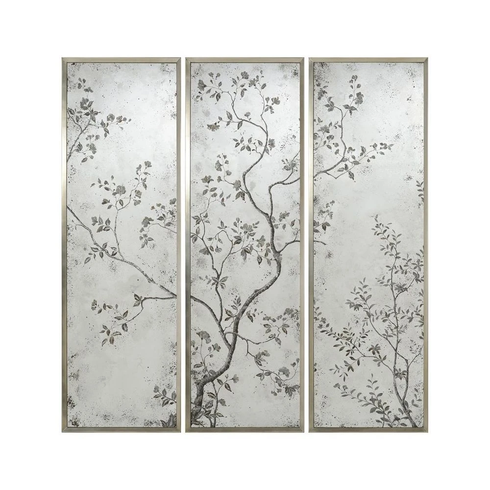 Pastoral Mirror Panels (Set Of Three) - Multicolor,Silver 3 Pastoral Mirror Panels (Set Of Three) - Multicolor,Silver