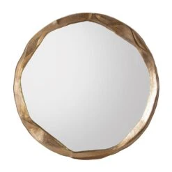 Round Ripple Mirror, Large Gold