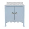 Kealey - Bath Vanity With Scallop Detail In Matte Light Blue With White Marble Top And Porcelain Sink -France and Son Store KEALEY 20LB