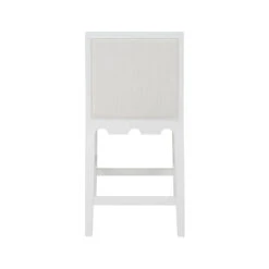 Square Back Counter Stool With Decorative Apron In Matte White Lacquer With Performance White Linen Upholstery -France and Son Store LANISTER CS WH BACK 33457.1741707719