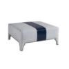 Sheffield Blue Stipe Cocktail Leather Ottoman -France and Son Store LL5450 25AA Silo