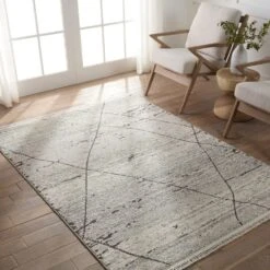 Zenara Trellis Gray/ White Runner Rug (3'X8') -France and Son Store LRE01 4 72559c05 6754 41ea 84c9 a1bf1f505714