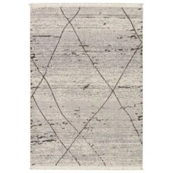 Zenara Trellis Gray/ White Runner Rug (3'X8')