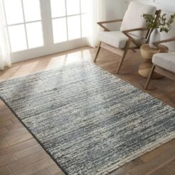 Tempo Striped Blue/ Gray Runner Rug (3'X8') -France and Son Store LRE03 4 c6ef7632 e895 4342 8c13 334e234285d6