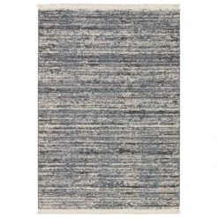 Tempo Striped Blue/ Gray Runner Rug (3'X8')