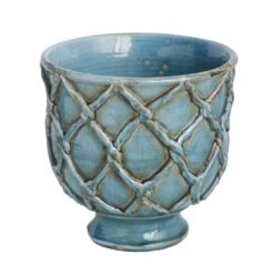 Vinci Criss Cross Pattern Planter -France and Son Store LgFrenchBlueCrissCross 1000x 6a810fe0 c474 4312 a834 2a981162521c