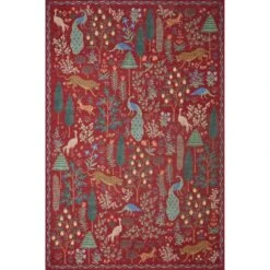Rifle Paper Co. X Loloi Menagerie Crimson 2'-3" X 5' Runner Rug