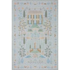 Rifle Paper Co. X Loloi Menagerie Lt. Blue 5'-0" X 7'-6" Area Rug