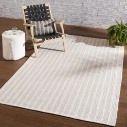 Seren Striped Light Gray/ Ivory Area Rug (2'X3') -France and Son Store MRE01 4