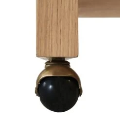 Myer - Waterfall Edge Bar Cart With Antique Brass Rails In Natural Oak -France and Son Store MYER 20NO DETAIL 203