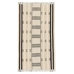 Saarav Hand-Loomed Tribal Cream/ Black Throw -France and Son Store NGD04 2