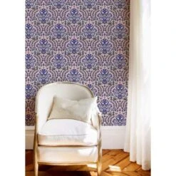 Ottoman Wallpaper -France and Son Store OttomanSml BlueCoral 1