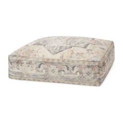 Loloi LPF0021 Beige / Multi 24"W X 24"D X 8"H Pouf