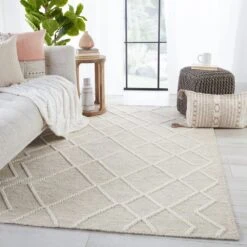 Ciel Natural Geometric Light Gray/ Ivory Area Rug (10'X14') -France and Son Store PLT01 4 2c157158 9aaf 4df8 91e0 d39b822b429a