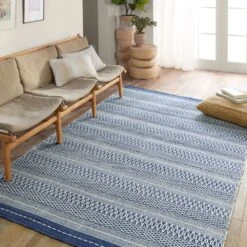 Radcliffe Handmade Striped Navy/Cream Area Rug (10'X14') -France and Son Store PNR06 4 d5c63bd6 c4f0 4a85 8301 baca32cad514