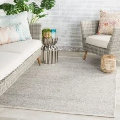 Fika Solid Light Gray/ Ivory Area Rug (9'X12') -France and Son Store PSD01 4