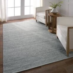 Fika Handmade Solid Gray/ Light Blue Area Rug (9'X12') -France and Son Store PSD04 4 f1203091 124a 458b 8346 1a812db01dac