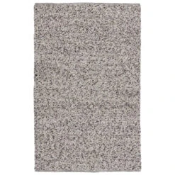 Caius Handmade Solid White/ Black Area Rug (5'X8')