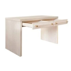 Ralph - Waterfall Two Drawer Desk In Glossy White/Includes Brass & Nickel Hrdwr Options W Acrylic Rod -France and Son Store RALPH CO INTERIOR 95708