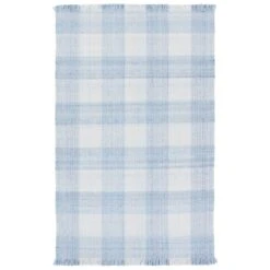 Shalom Handmade Striped Light Blue/ Ivory Area Rug (2'X3')