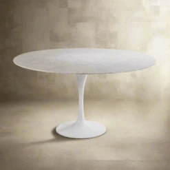 Carrara Marble Pedestal Tulip Dining Table - Round 12 Carrara Marble Pedestal Tulip Dining Table - Round -France and Son Store RT335R60WHITE