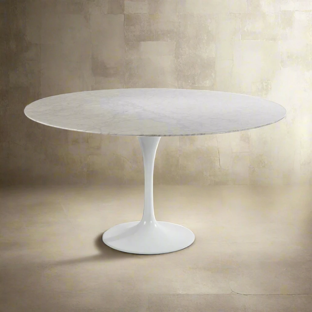 Carrara Marble Pedestal Tulip Dining Table - Round 5 Carrara Marble Pedestal Tulip Dining Table - Round - Image 3