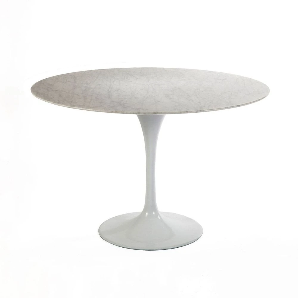 Carrara Marble Pedestal Tulip Dining Table - Round 9 Carrara Marble Pedestal Tulip Dining Table - Round - Image 7
