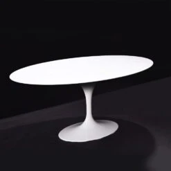 Quartz Pedestal Tulip Dining Table - Oval -France and Son Store RTQV7042WHT 1