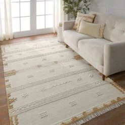Coral Handmade Tribal Ivory/ Brown Area Rug (5'X8') -France and Son Store RVR04 4 e7ffc10a 13cb 4e88 b248 d163b9ae349d