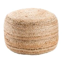 SamarthNatural Solid Beige Cylinder Pouf