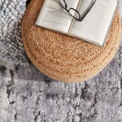 SamarthNatural Solid Beige Cylinder Pouf -France and Son Store SAA01 5