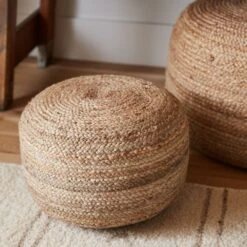 SamarthNatural Solid Beige Cylinder Pouf -France and Son Store SAA01 7