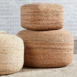 Samira Natural Solid Natural Cylinder Pouf -France and Son Store SAA14 4