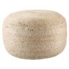 Samira Natural Solid White Cylinder Pouf -France and Son Store SAA15