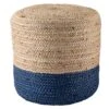 Antoine Natural Ombre Blue/ Beige Cylinder Pouf -France and Son Store SAA18