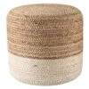 Antoine Natural Ombre White/ Beige Cylinder Pouf