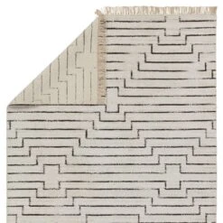 Ember Handmade Geometric White/ Black Area Rug (12'X15') -France and Son Store SAT02 2