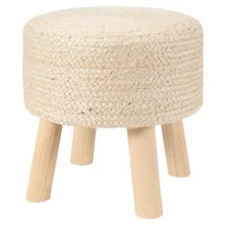 Teiko Handmade Solid Beige Stool (16"X16"X16")