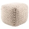 Renwick Textured Cream/ Light Taupe Cube Pouf 2 Renwick Textured Cream/ Light Taupe Cube Pouf -France and Son Store SCP14