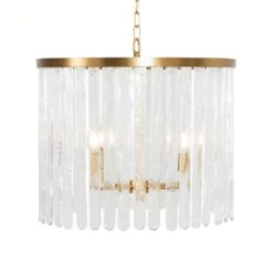 Silvana - Four Light Hanging Textured Glass Pendant In Brushed Brass -France and Son Store SILVANA LIT 1 26956.1664812721 cbabc3bb ef01 4ac0 a511 832d0b39c23a