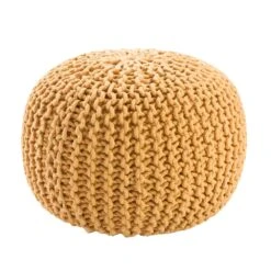Prisma Pouf Textured Yellow Round Pouf