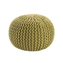 Prisma Pouf Textured Green Round Pouf