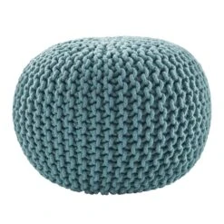 Prisma Pouf Textured Aqua Round Pouf