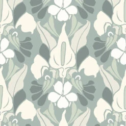 Dragon Flower Wallpaper -France and Son Store WC361 6 DragonFlower AshBlue