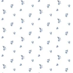 Miniature Roses Wallpaper -France and Son Store WC410 PB MiniatureRose PorcelainBlue