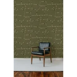 Tulum Ruins Wallpaper -France and Son Store WCFM11 OL TulumRuins Olive MockUp