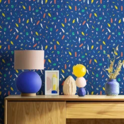 Party Wallpaper 9 Party Wallpaper -France and Son Store WCPK101 NV PartyNavy Colorful Tabletop